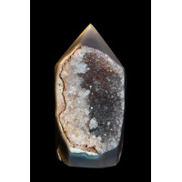 минерал Агат сапфирин с кахолонгом и кварцевой жеодой кристалл 4х5.5х11.5см