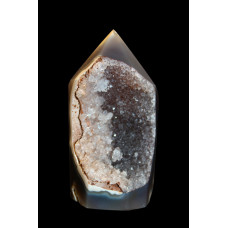 минерал Агат сапфирин с кахолонгом и кварцевой жеодой кристалл 4х5.5х11.5см
