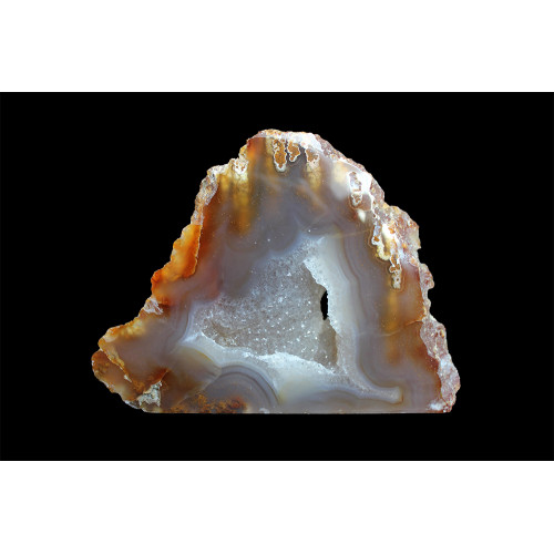 минерал Агат сердолик с кварцевой жеодой срез 2х14х11.5 см