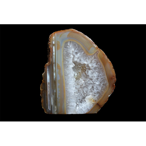 минерал Агат оникс с кварцевой жеодой срез 2х9х10.5 см