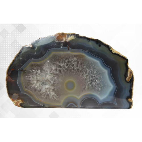минерал Агат сапфирин с кварцем и сердоликом 3.5х14.5х8.5 см 